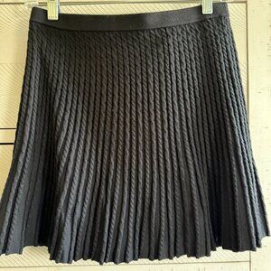 NWT ALICE+OLIVIA BAKER CABLE KNIT COTTON FLARE MINISKIRT - SZ M BLACK - SOLD OUT